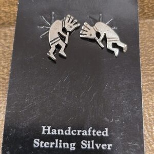 Kokopelli Native American Stud Earrings Sterling